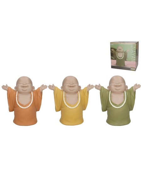 FIGURA MONJE NAYAN 3 COL SURT 27X18,5X27,5 CM RESI