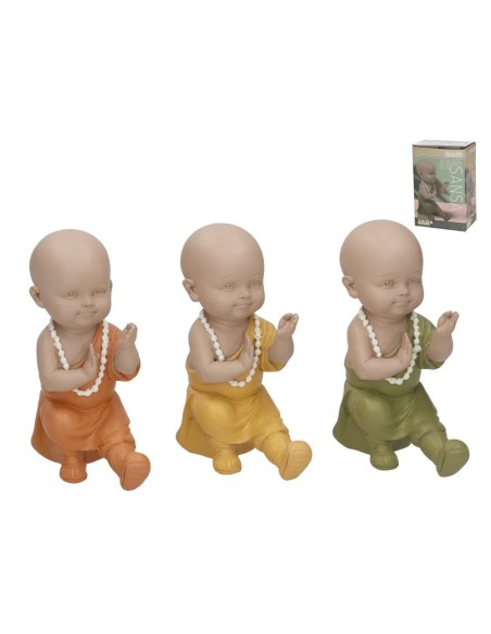 FIGURA MONJE SANSA 3 COL SURT 6X9X13 CM RESINA