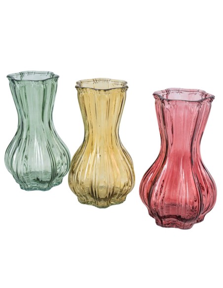 BOTELLA VIDRIO BOCA LARGA D9 H20,5 3 MIX COL