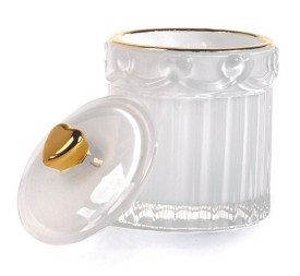 JOYERO RECTO BLANCO/ORO CON TAPA D8,5 H12