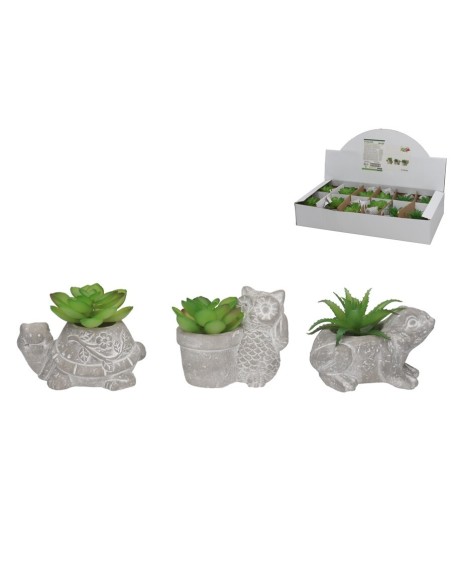 FUGURA DECORADA CON MACETA 3 SRT 6,5X6,5X9 CM