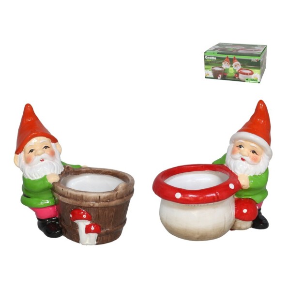 GNOMO RECOLECTOR PINTADO A MANO 11,8X7,5X11,7CM TERRACOTA 2 SURTIDOS