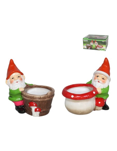 GNOMO RECOLECTOR PINTADO A MANO 11,8X7,5X11,7CM TERRACOTA 2 SURTIDOS