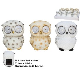 BUHO DECORADO C/ LUZ SOLAR 3 SRT 21,5X13,5X29 CM
