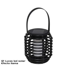 FAROL SOLAR PLS NEGRO 12 LEDS EFEC. LLAMA 11X10X10