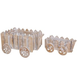 SET 2 JARDINERAS CARRITOS NATURAL 28X22X18 CM