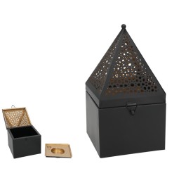 PORTAVELAS ULISES NEGRO/ORO 14X14X26 CM