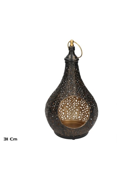 PORTAVELAS VENUS NEGRO/ORO 19X19X31 CM