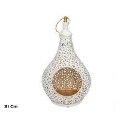 PORTAVELAS VENUS BLANCO/ORO 19X19X31 CM