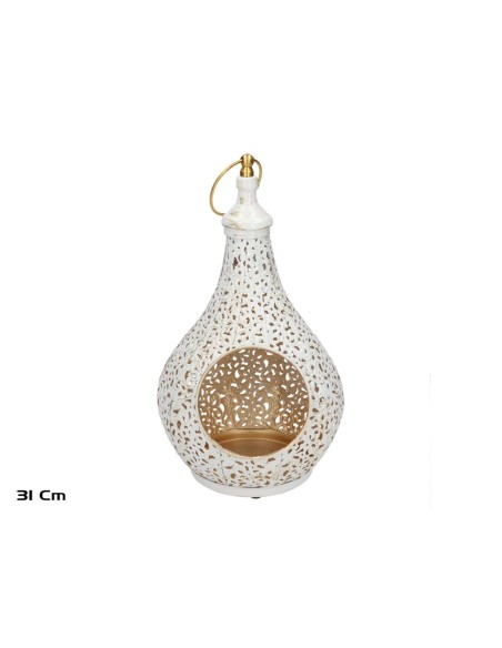 PORTAVELAS VENUS BLANCO/ORO 19X19X31 CM