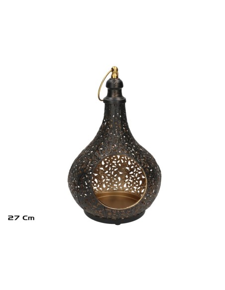 PORTAVELAS VENUS NEGRO/ORO 17X17X27 CM