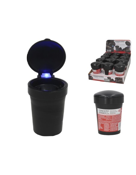 CENICERO VASO C/LUZ 11.5X8X5.5CM