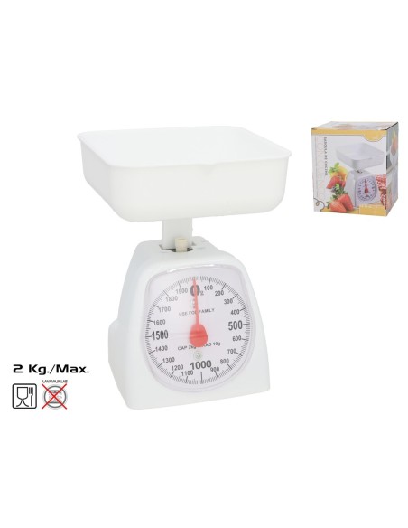 BASCULA COCINA CON CUENCO 2KG BLANCO 15X15X21CM