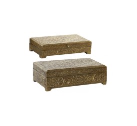 JOYERO SET 2 MANGO LATON 33X19X10,5 RELIEVE DORADO