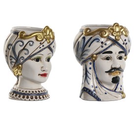MACETERO PORCELANA 15X15X26 CABEZA SICILIANA 2 SUR