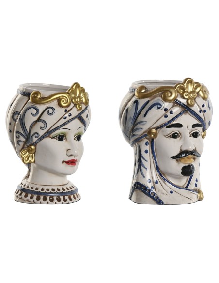 MACETERO PORCELANA 15X15X26 CABEZA SICILIANA 2 SUR