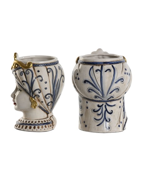 MACETERO PORCELANA 15X15X26 CABEZA SICILIANA 2 SUR