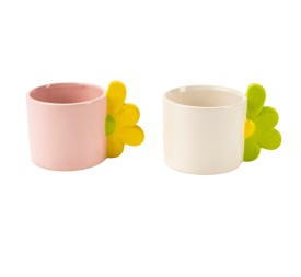 JARRÓN CON ASA DE FLORES 2 MIX COL D10 H10.5 CERÁMICA