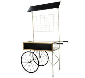 CARRO METAL BLANCO/NEGRO CON RUEDAS Y PIZARRA 100X57 AL 175