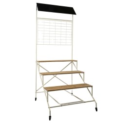 CARRITO DE METAL Y MADERA BLANCO 84X80 H192