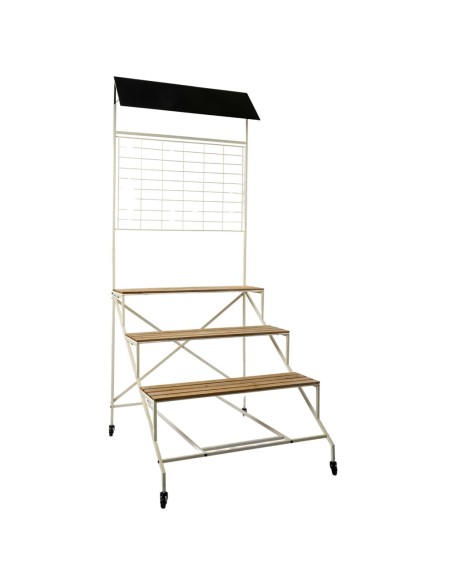CARRITO DE METAL Y MADERA BLANCO 84X80 H192