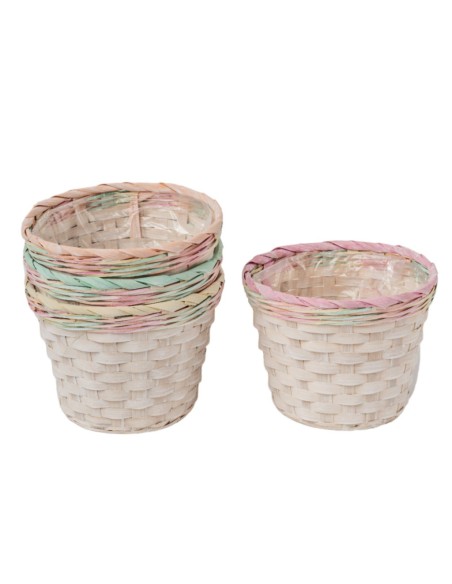 MACETERO BAMBU CENEFA COLOR PASTEL 4MIX COL D18 H15