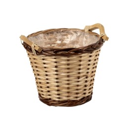 CESTO MIMBRE NATURAL Y BORDE OSCURO 2 ASAS D22 H18