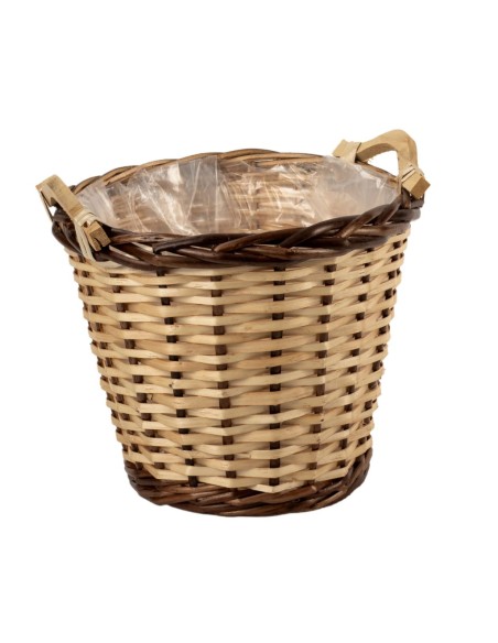 CESTO MIMBRE NATURAL Y BORDE OSCURO 2 ASAS D24 H22