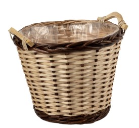 CESTO MIMBRE NATURAL Y BORDE OSCURO 2 ASAS D35 H30