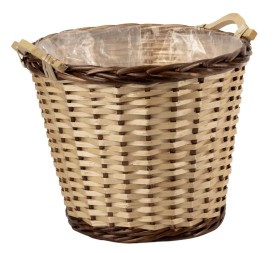 CESTO MIMBRE NATURAL Y BORDE OSCURO 2 ASAS D39 H35