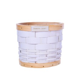 CESTO REDONDO MADERA BLANCA CON ASA NATURAL D14 H14