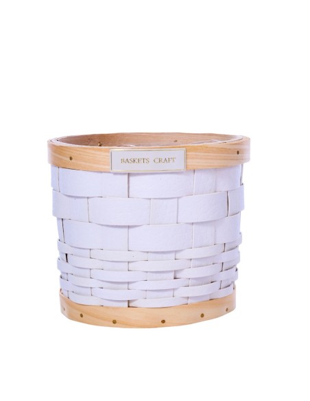 CESTO REDONDO MADERA BLANCA CON ASA NATURAL D14 H14