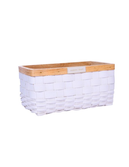CESTO RECTANGULAR MADERA BLANCO 22,5X13 H11