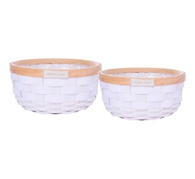 JUEGO 2 CESTOS MADERA BLANCO S D22 H10-B D25 H11