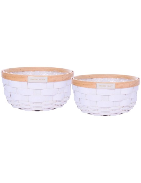 JUEGO 2 CESTOS MADERA BLANCO S D22 H10-B D25 H11