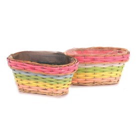 MACETERO MIMBRE OVALADO ARCOIRIS 27,5X16 H12