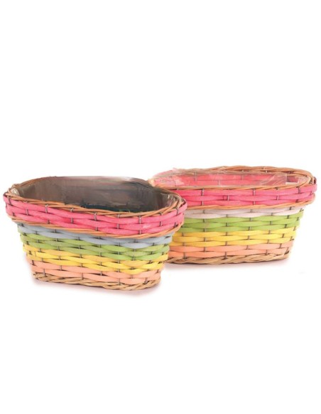 MACETERO MIMBRE OVALADO ARCOIRIS 27,5X16 H12