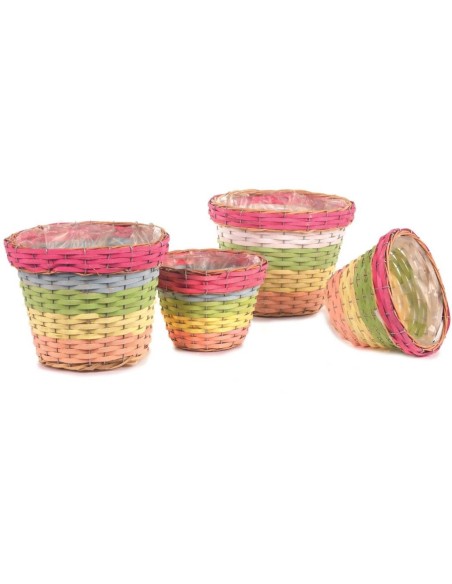 MACETERO SET 2 MIMBRE REDONDO ARCOIRIS D21 H16-GR D28 H22