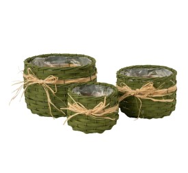 CESTAS MIMBRE REDONDAS S/3 LAZO NATURAL VERDE MILITAR D14 H13 - B D23 H18