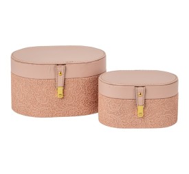 SET 2 CAJAS OVALADAS ROSA EMPOLVADO 18X12 H10 - 24X17 H13