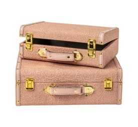 JUEGO 2 MALETINES ROSA ENVEJECIDO S30X20 H9 - B 35X25 H12