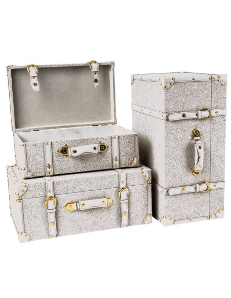 JUEGO 3 BAULES BLANCO S 42X25 H16 - B 53X34 H25