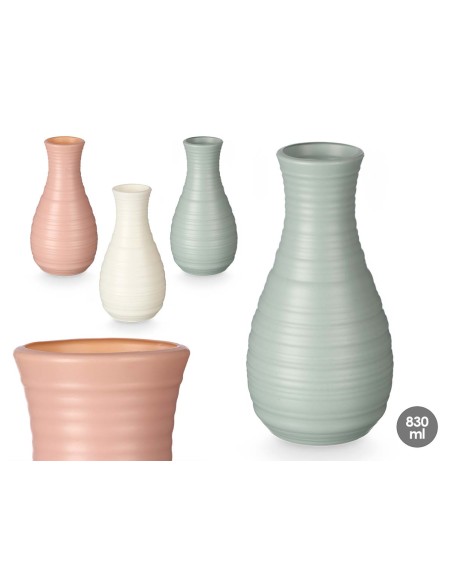 JARRON ABOMBADO RAYAS PLÁSTICO SURT 3 COL 830ML