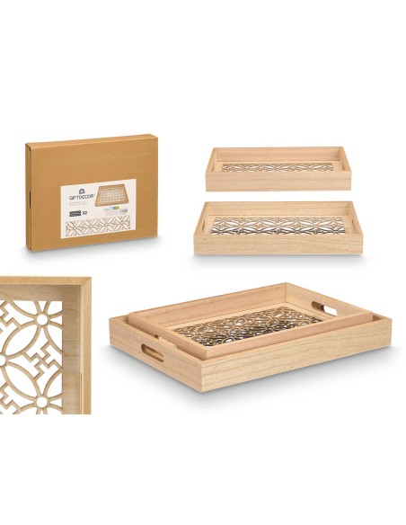 SET 2 BANDEJAS RECT FLOR