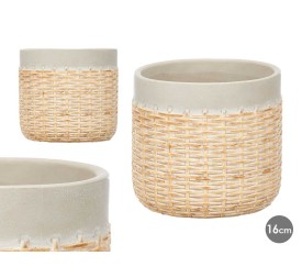 MACETA CEMENTO EFECTO RATAN 16CM GRIS