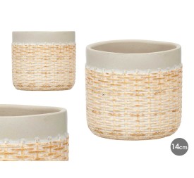 MACETA CEMENTO EFECTO RATAN 14CM GRIS