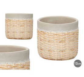 MACETA CEMENTO EFECTO RATAN 12CM GRIS