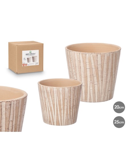 SET 2 MACETAS CONICAS EFECTO TRONCO 20 25CM