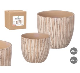 SET 2 MACETAS OVALADAS EFECTO TRONCO 20 25CM
