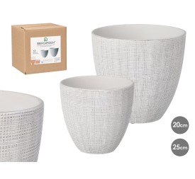 SET 2 MACETAS CUADROS BLANCA 20 25CM
